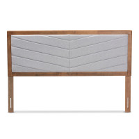 Baxton Studio MG9733-Light Grey/Walnut-Full-HB Iden Modern and Contemporary Light Grey Fabric Upholstered and Walnut Brown Finished Wood Full Size Headboardt